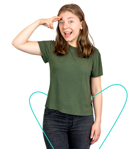 A person using the sign language A person using the sign language