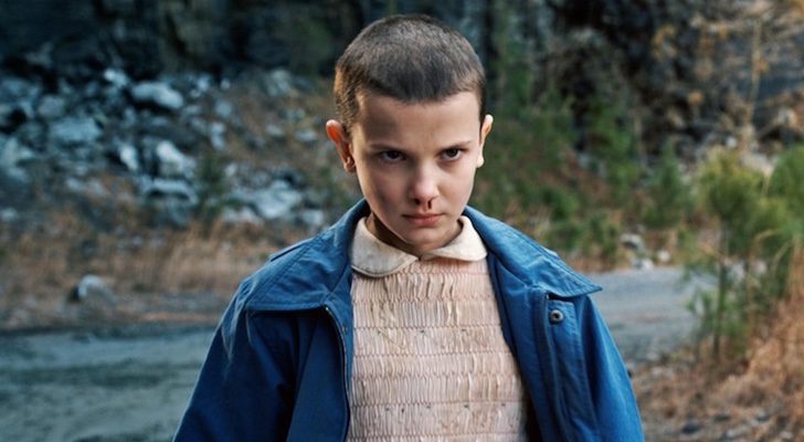 Millie Bobby Brown en una escena de Stranger Things interpretando a Once