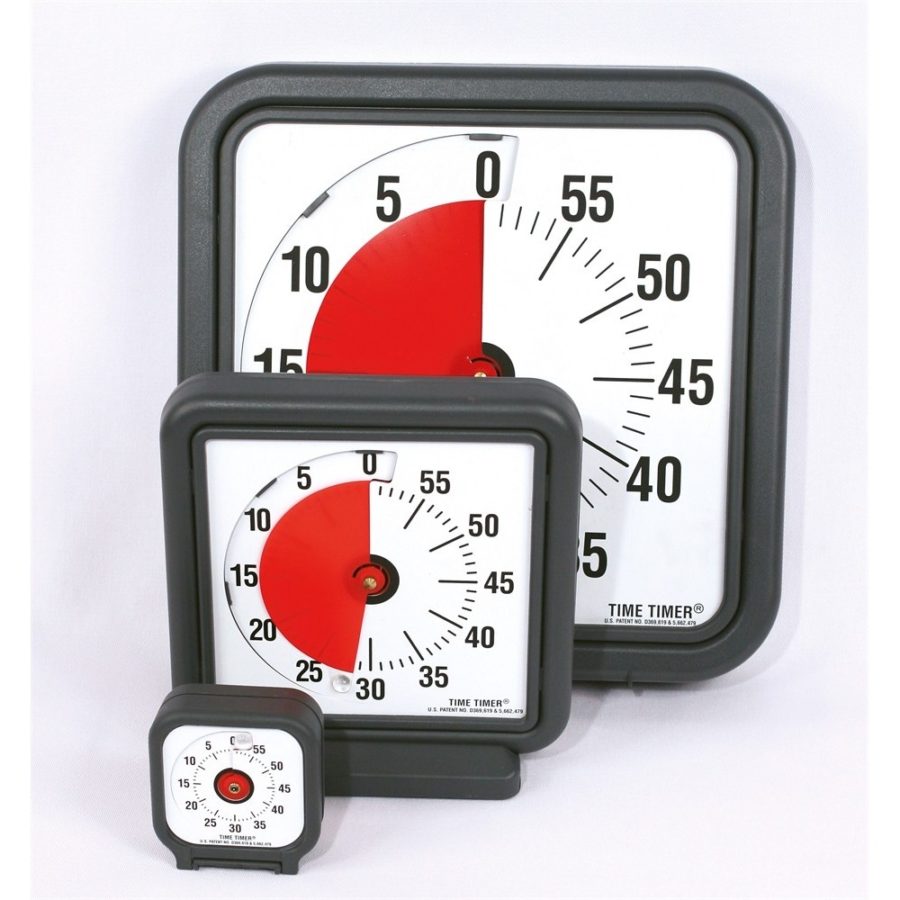 tres modelos de relojes visuales time timer para niños sordos
