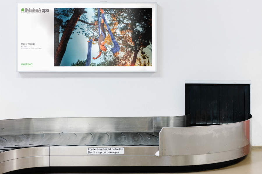 Visualfy en la campaña I Make Apps en la zona de recogida de maletas del aeropuerto de Berlín